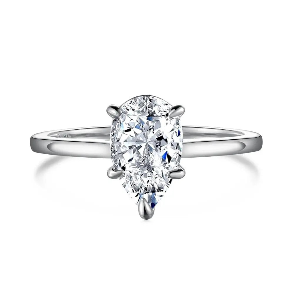 Bague Argent Sterling S925 Strass Poire | Luxe Abordable Femme - BMYANY