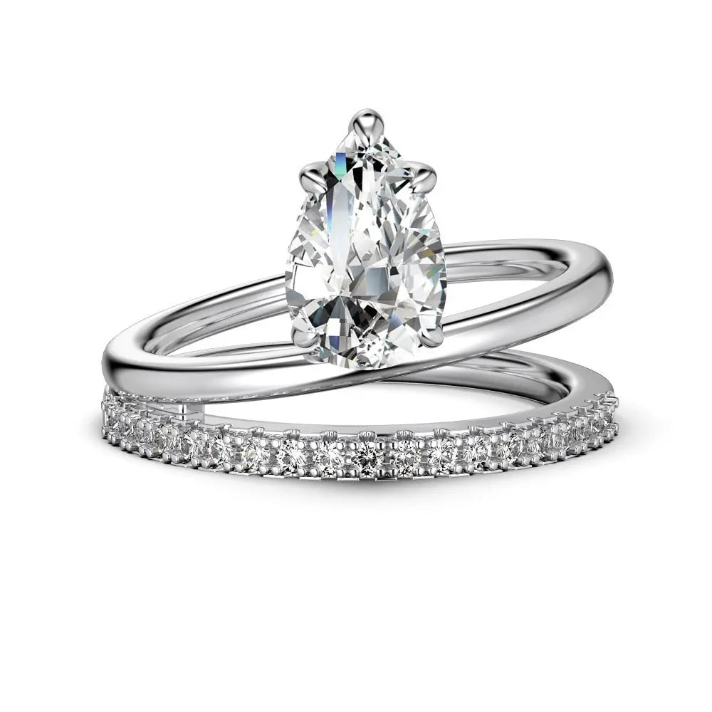Bague Argent Sterling S925 Strass Poire | Luxe Abordable Femme - BMYANY