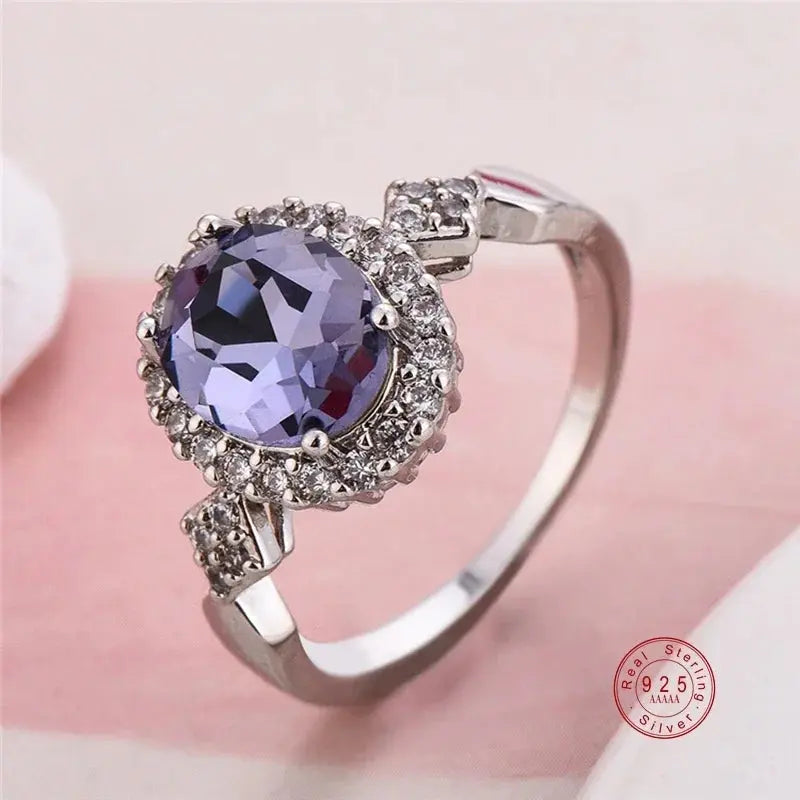 Bague Empilable Argent 925 - Design Rond Moderne 6 Couleurs - BMYANY