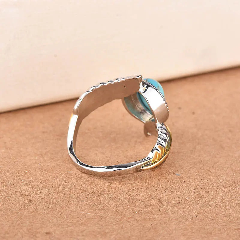 Bague Femme Fiançailles Argent Turquoise Luxe - Élégante - BMYANY