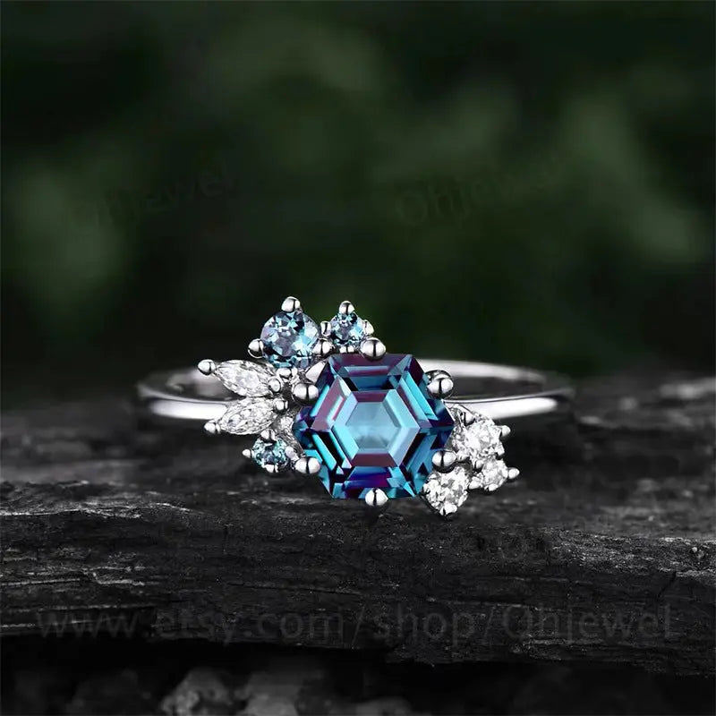 Bague Femme Solitaire 6 Griffes Zirconium Prismatique - Style Élégant - BMYANY