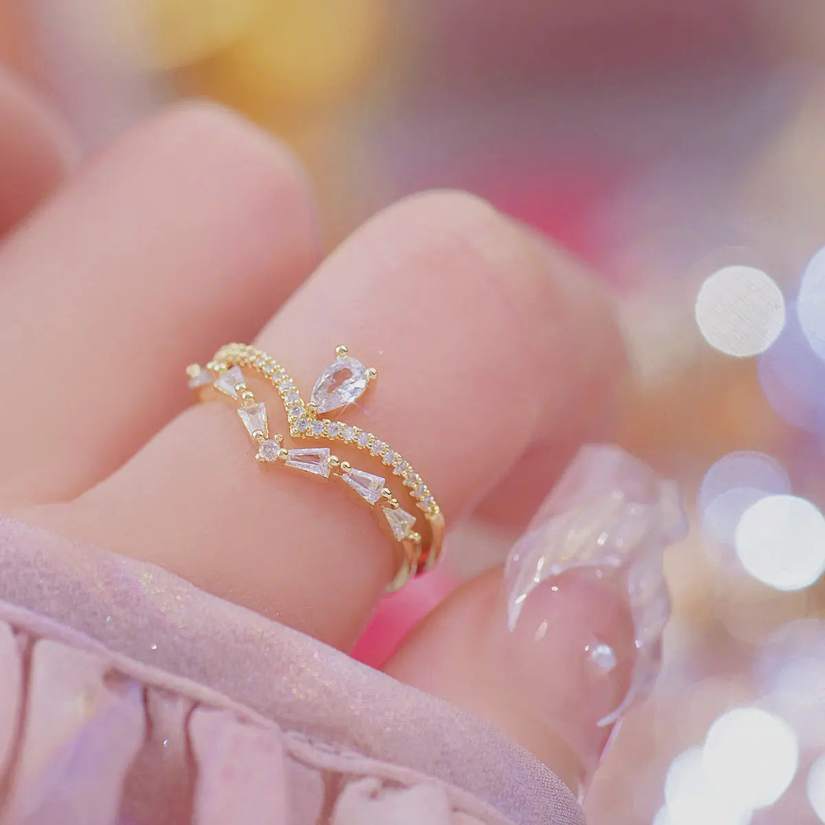 Bague Femme style français Zirconium Goutte d’Eau - Élégance Parisienne - BMYANY