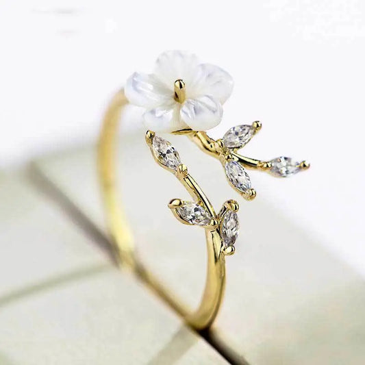 Bague Feuille et Fleur Naturelle Élégante et Minimaliste Femmes - BMYANY