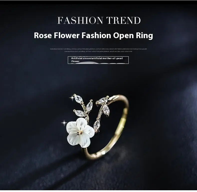 Bague Feuille et Fleur Naturelle Élégante et Minimaliste Femmes - BMYANY