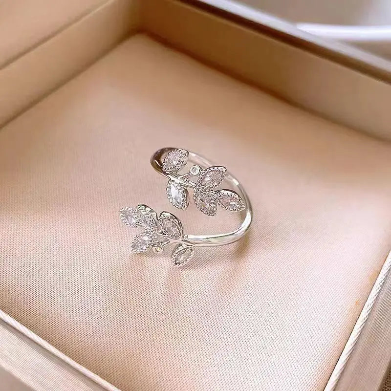 Bague Ouverte Feuilles Luxe Discret Élégance Raffinée Femme - BMYANY