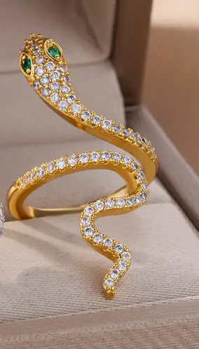 Bague Serpent Zircon Plaqué Or - Cuivre - BMYANY