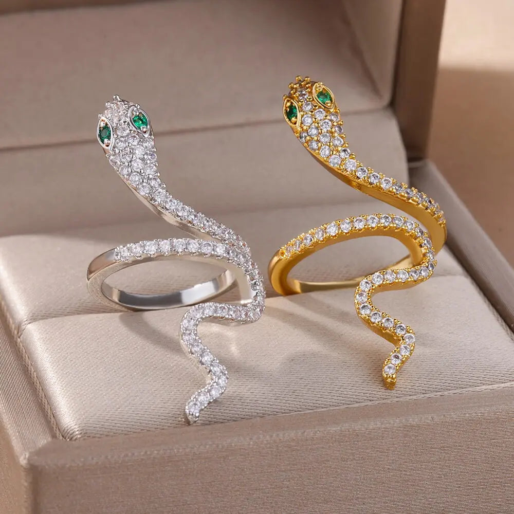 Bague Serpent Zircon Plaqué Or - Cuivre - BMYANY