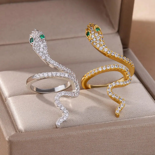 Bague Serpent Zircon Plaqué Or - Cuivre - BMYANY