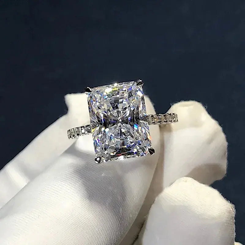 Bague en argent  925 avec diamants taille radiant 3 carats - BMYANY