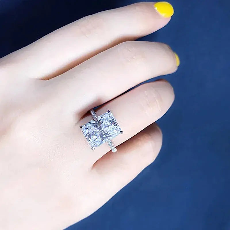 Bague en argent  925 avec diamants taille radiant 3 carats - BMYANY