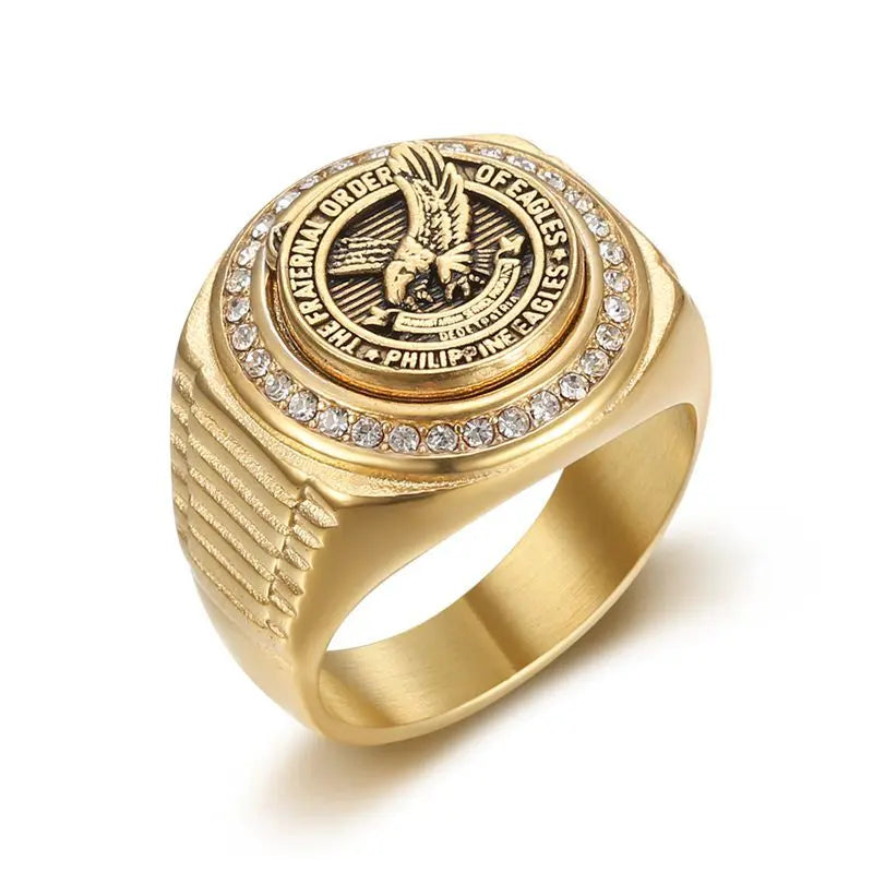 Bague pour homme en acier inoxydable avec motif d'aigle dominateur - BMYANY