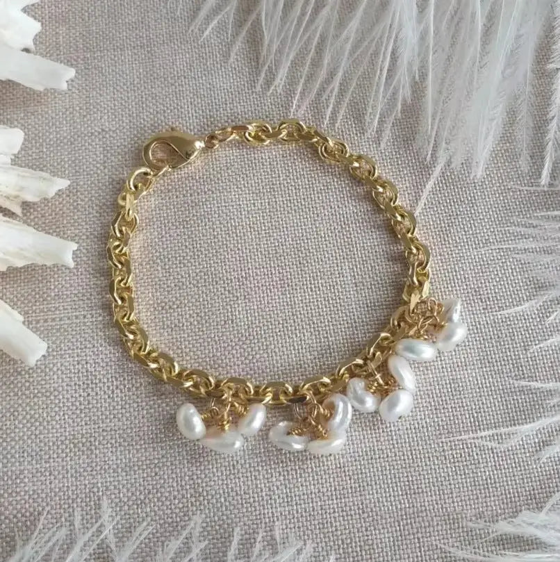 Baroque Freshwater Pearl Bracelet Light Luxury Stainless Steel - BMYANY