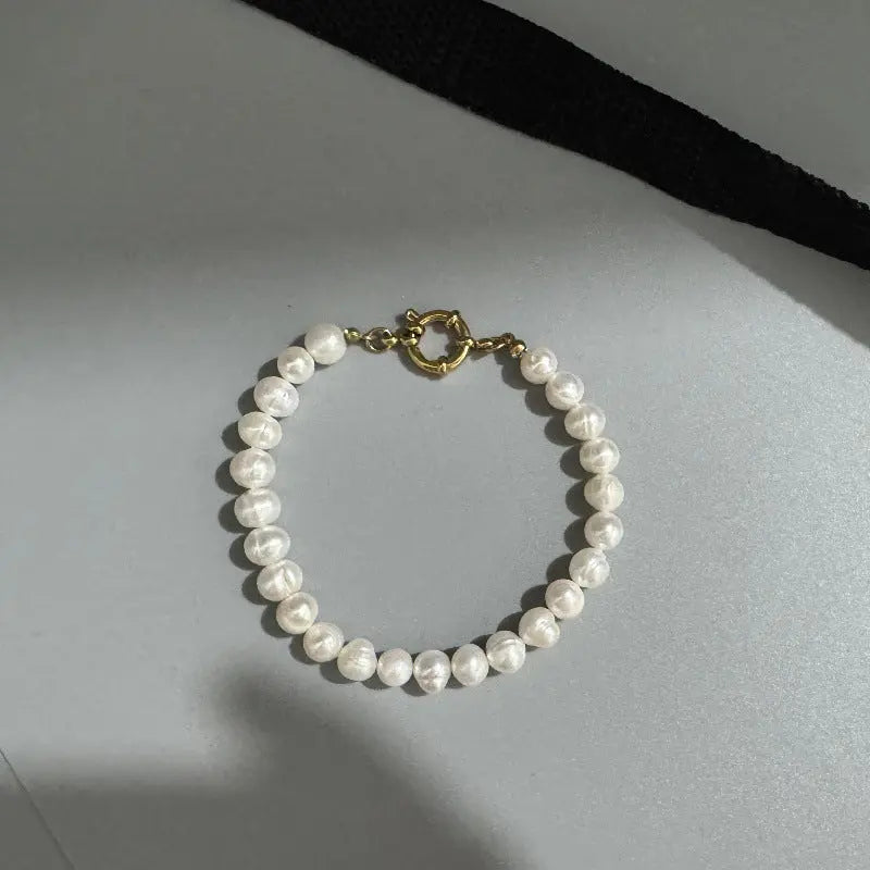 Baroque Freshwater Pearl Bracelet Light Luxury Stainless Steel - BMYANY
