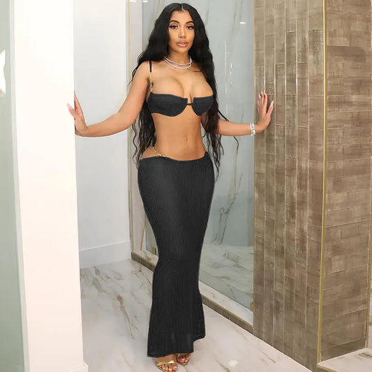 Bikini Femme 3 Pièces avec Jupe Semi-Transparente - Maillot de Bain - BMYANY