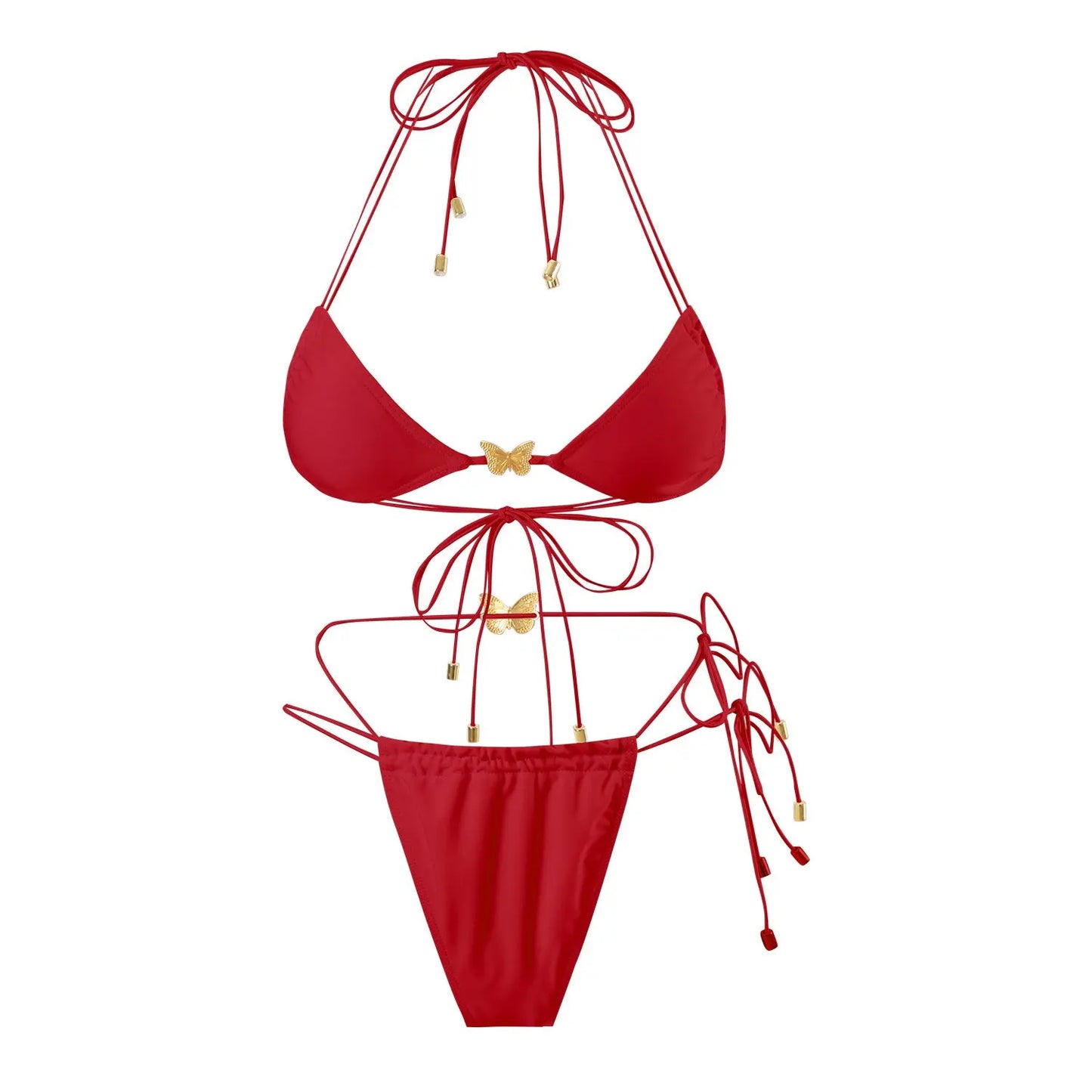 Bikini Femme Triangle Ornements Papillon - Liens Élastiques Sexy - BMYANY