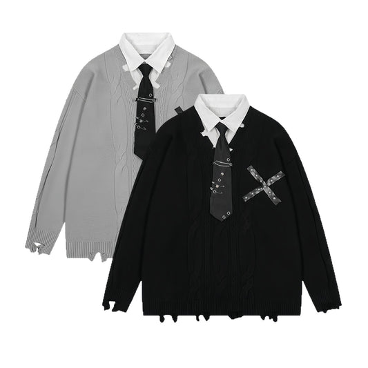 Blouse avec chemise et cravate intégrées pour femmes - BMYANY