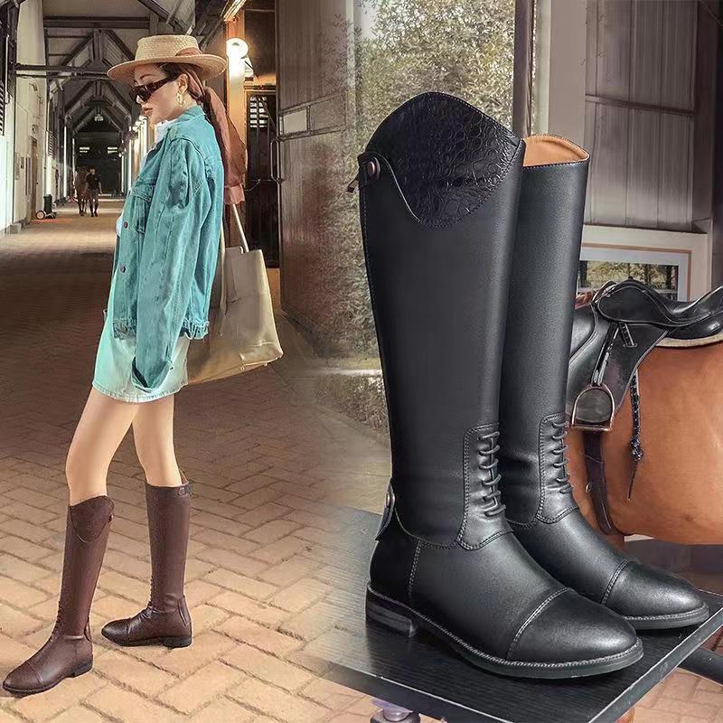 Bottes Cavalières Rétro Automne Hiver Irrégulières Sous le Genou - BMYANY