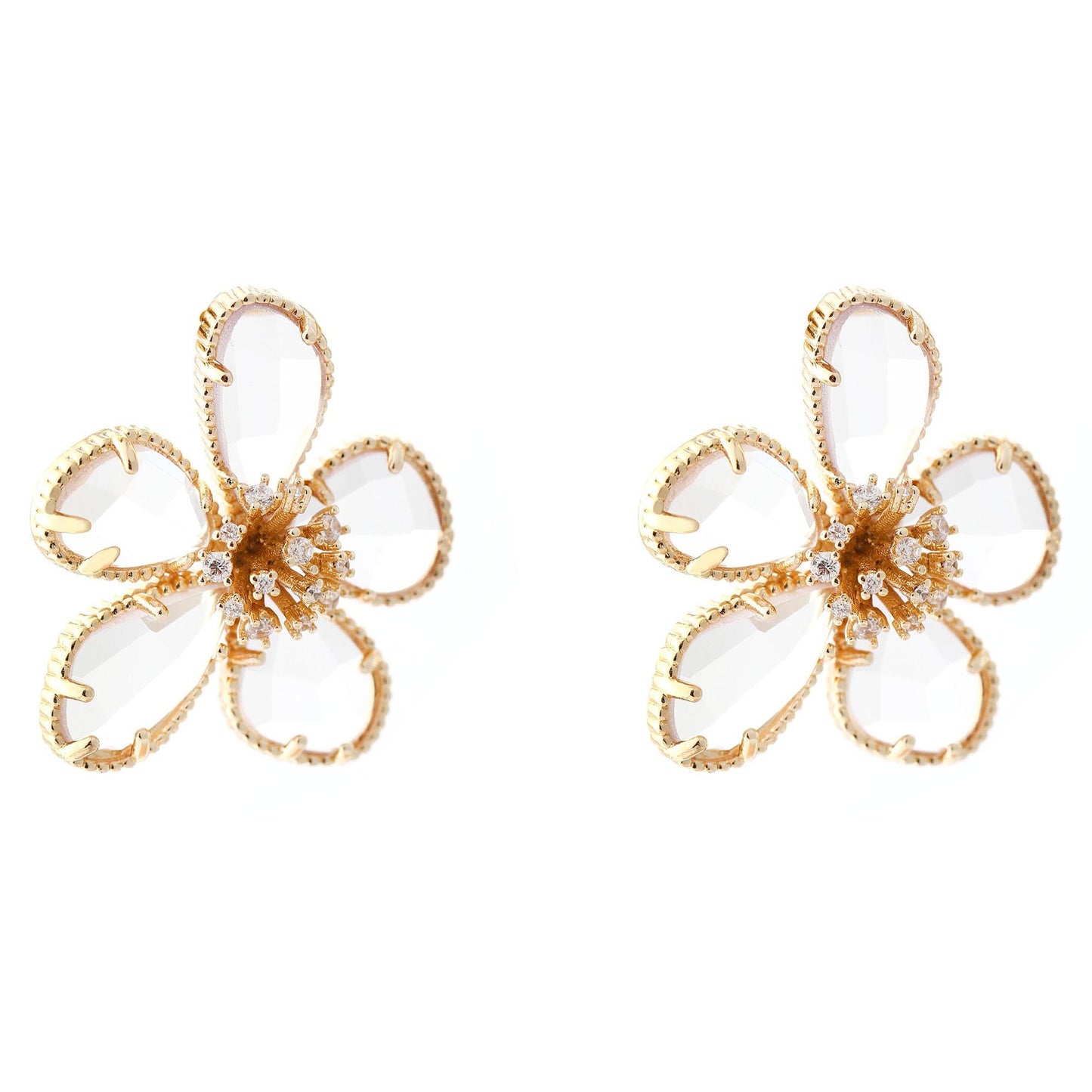 Boucles d’Oreilles Fleur Strass Brillants - BMYANY