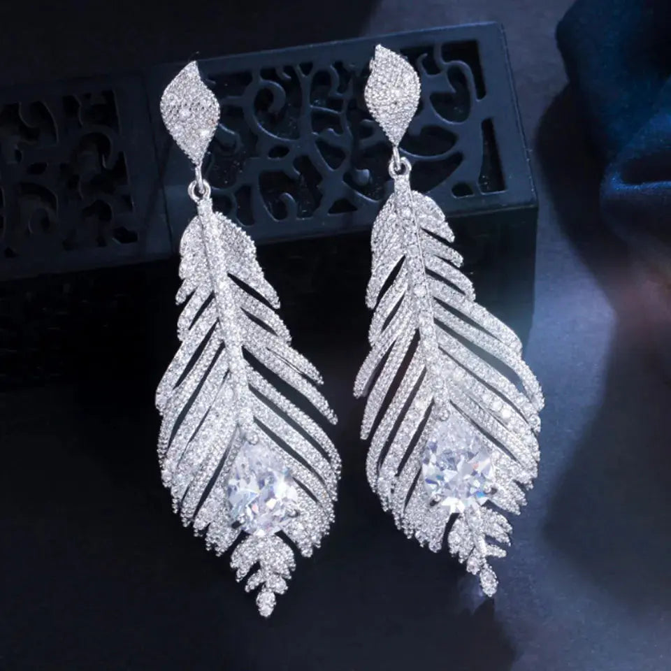 Boucles d'Oreilles Mariée Argent Zircone - Bijoux Fins Élégants Mariage - BMYANY