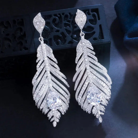 Boucles d'Oreilles Mariée Argent Zircone - Bijoux Fins Élégants Mariage - BMYANY