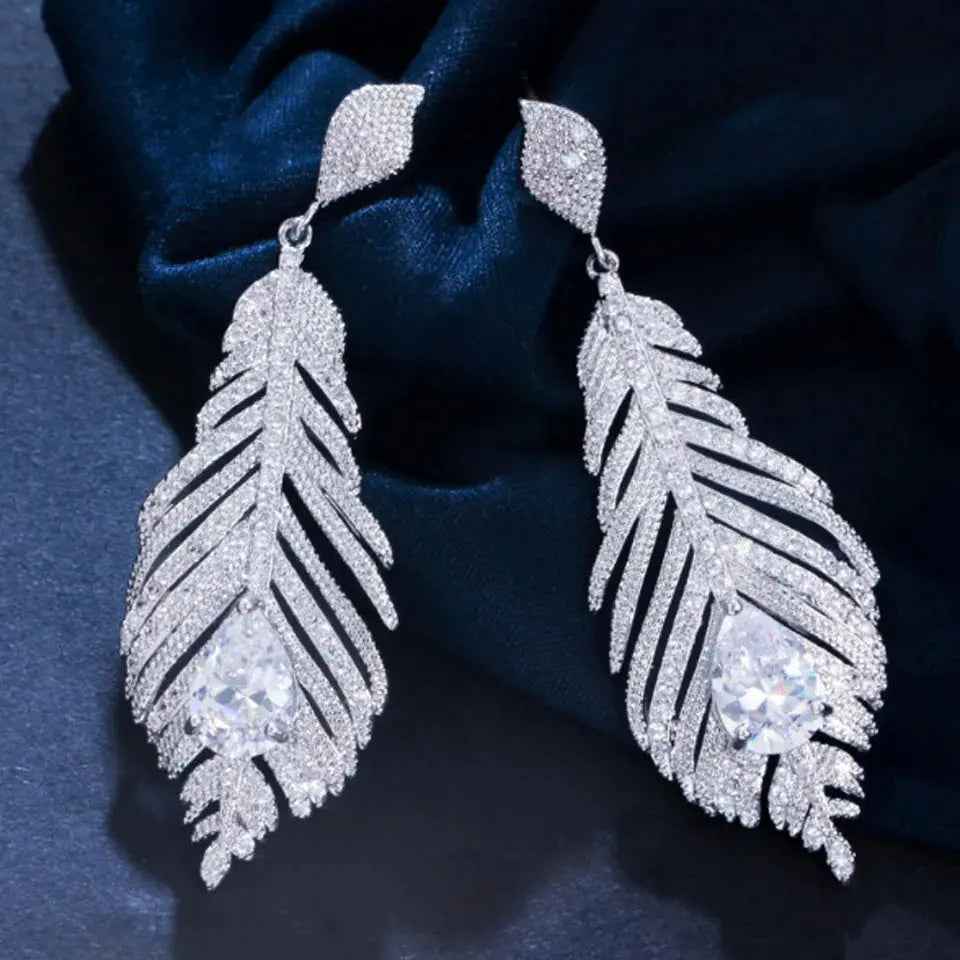 Boucles d'Oreilles Mariée Argent Zircone - Bijoux Fins Élégants Mariage - BMYANY