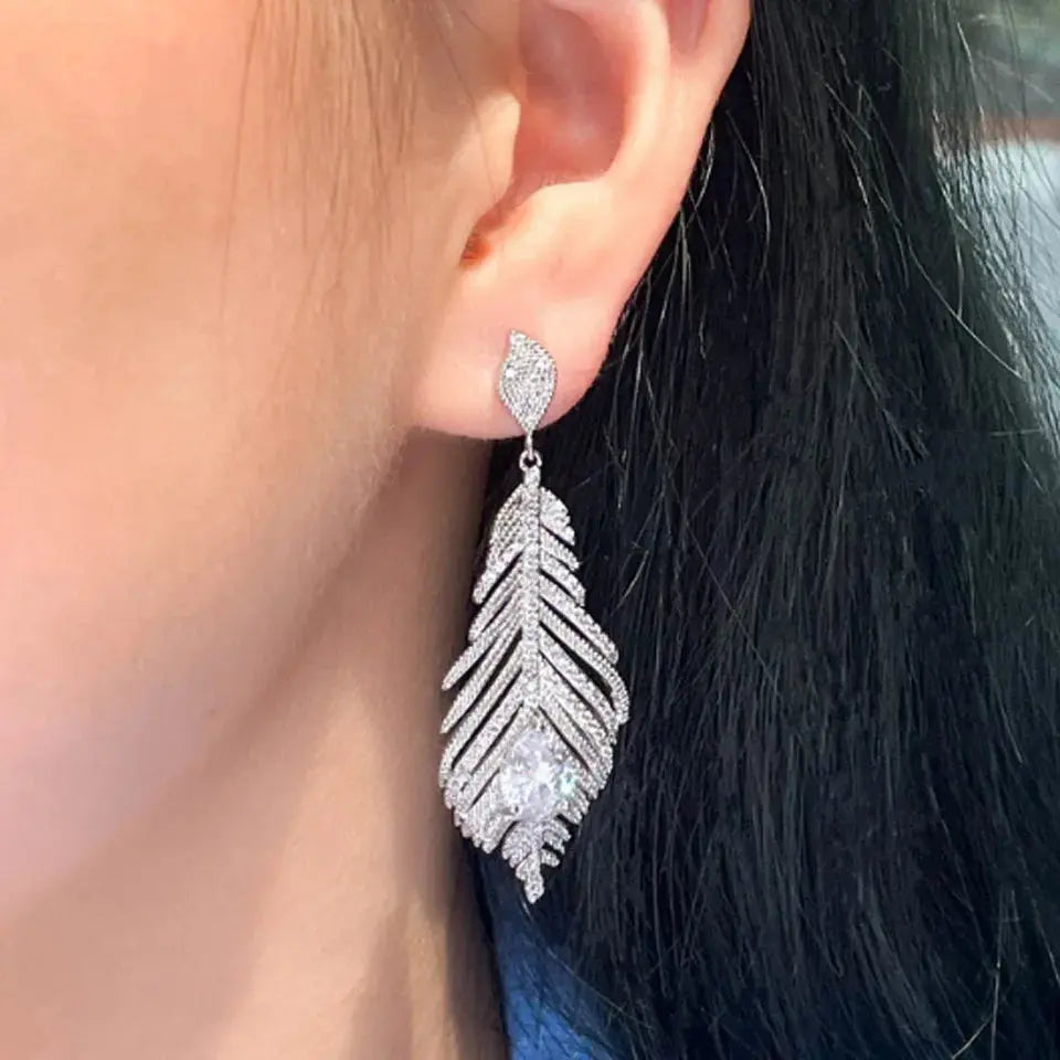 Boucles d'Oreilles Mariée Argent Zircone - Bijoux Fins Élégants Mariage - BMYANY