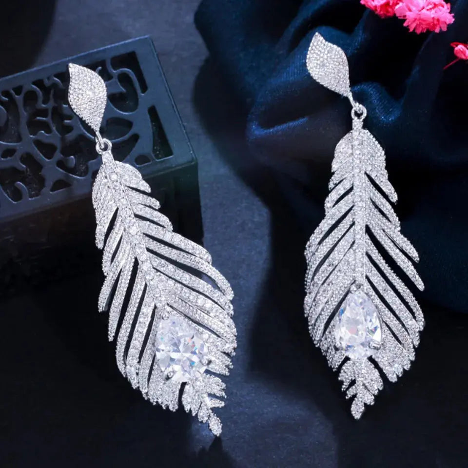 Boucles d'Oreilles Mariée Argent Zircone - Bijoux Fins Élégants Mariage - BMYANY