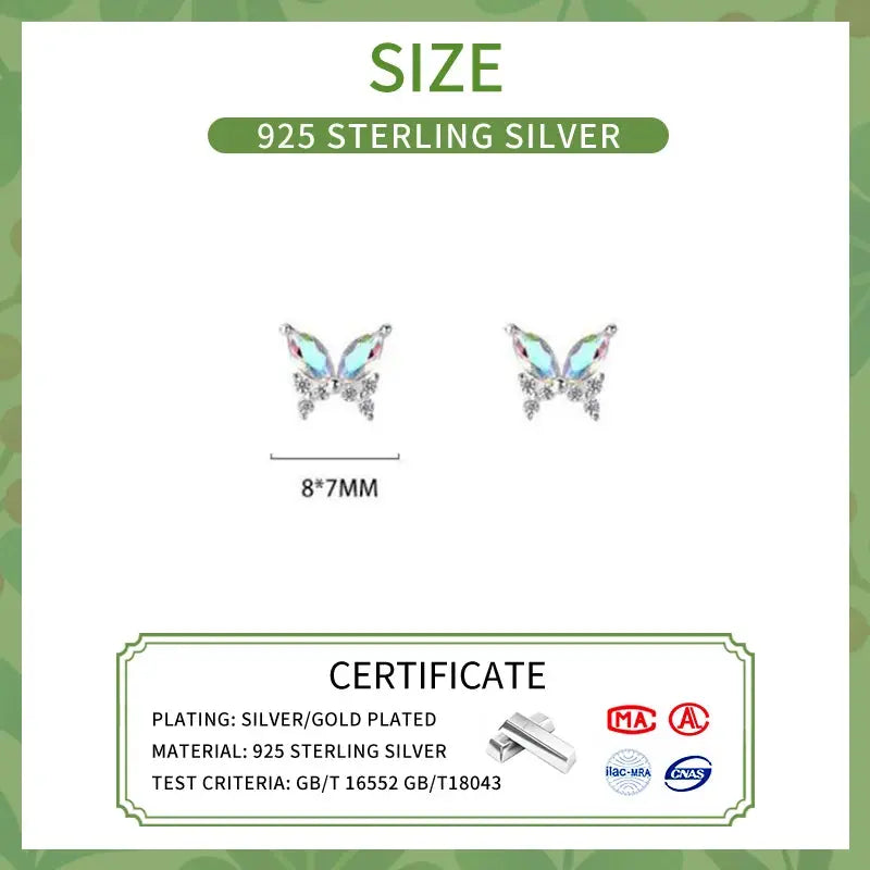 Boucles d’Oreilles Papillon Argent Sterling 925 Zircon Étincelant - BMYANY