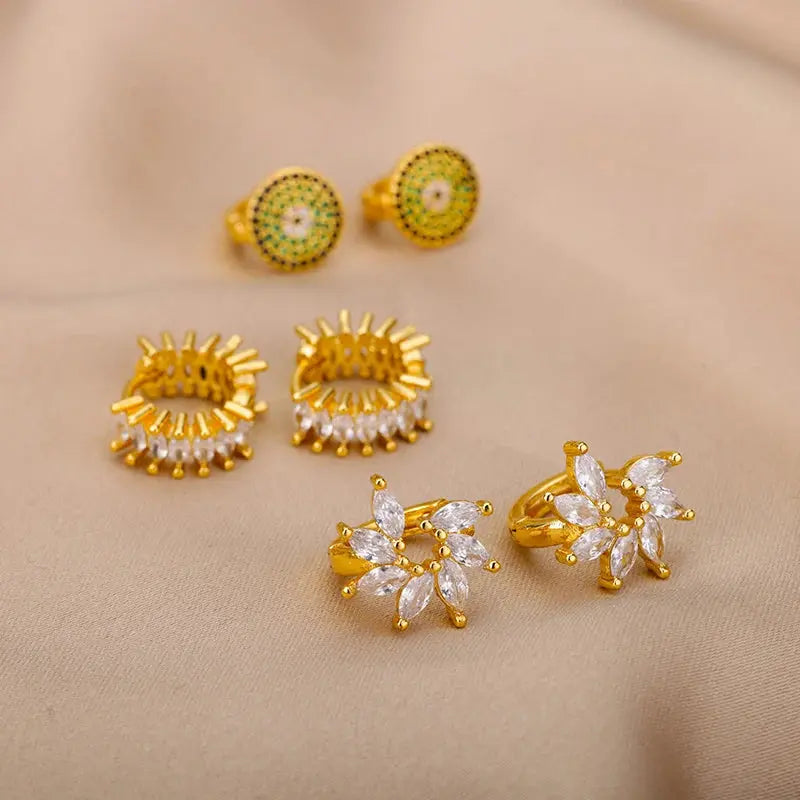 Boucles d'Oreilles Pendantes Cercle Zircon Femme - BMYANY
