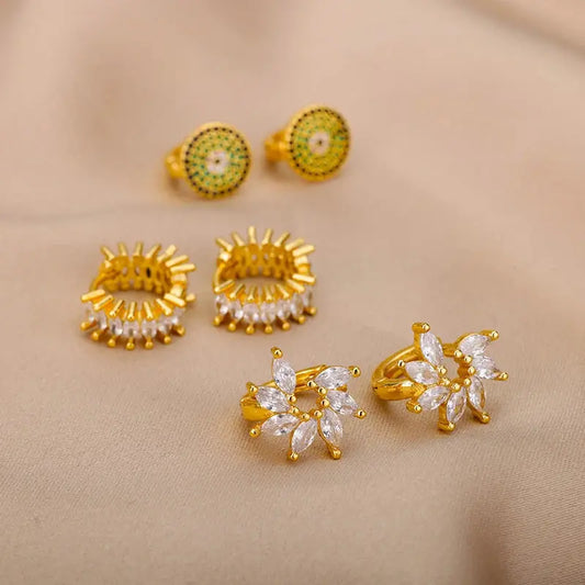 Boucles d'Oreilles Pendantes Cercle Zircon Femme - BMYANY
