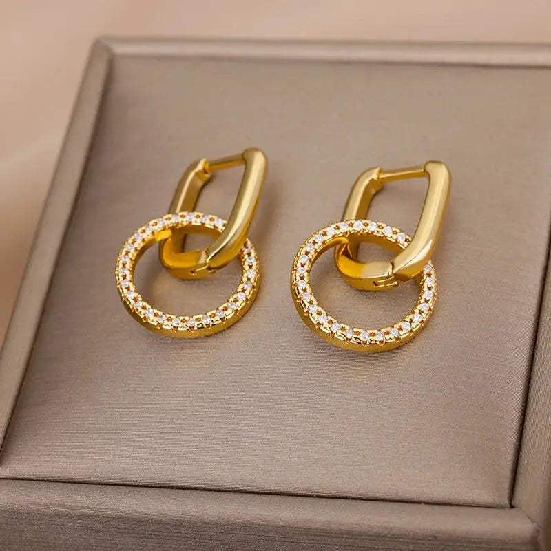 Boucles d'Oreilles Pendantes Cercle Zircon Femme - BMYANY