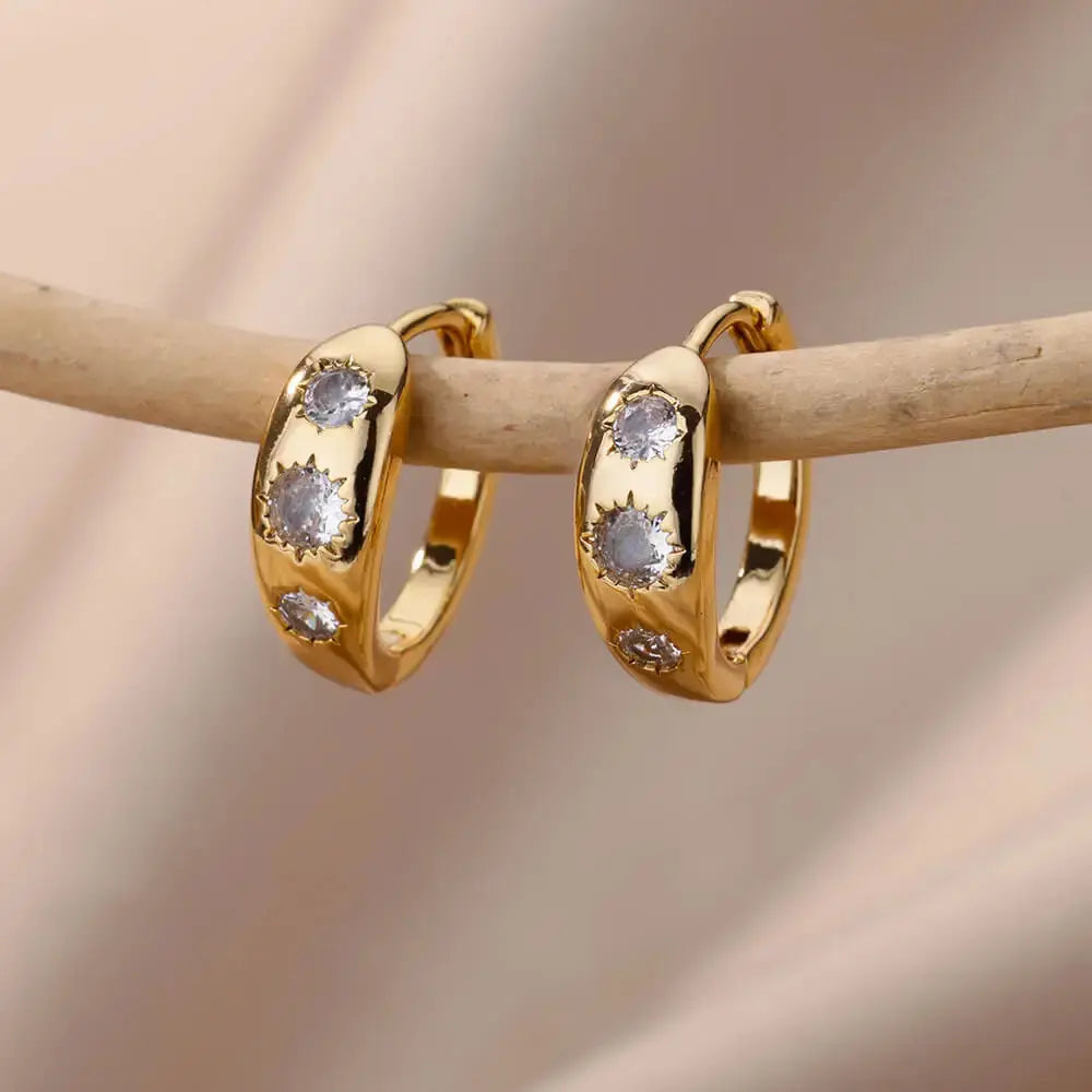Boucles d'Oreilles Pendantes Cercle Zircon Femme - BMYANY