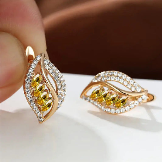 Boucles d’Oreilles Trèfle Zircon Or - BMYANY