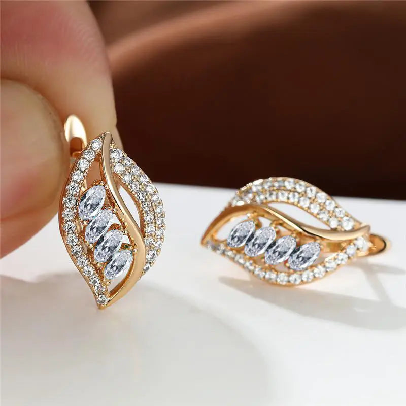 Boucles d’Oreilles Trèfle Zircon Or - BMYANY