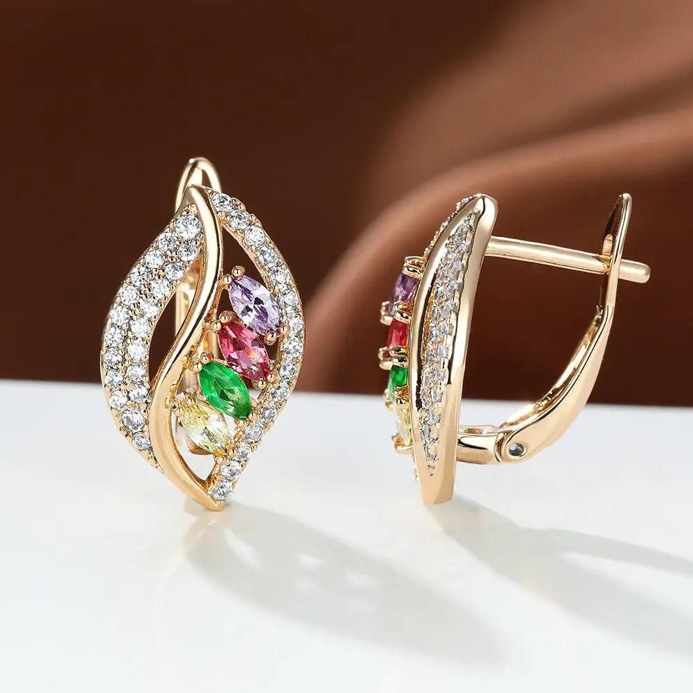 Boucles d’Oreilles Trèfle Zircon Or - BMYANY