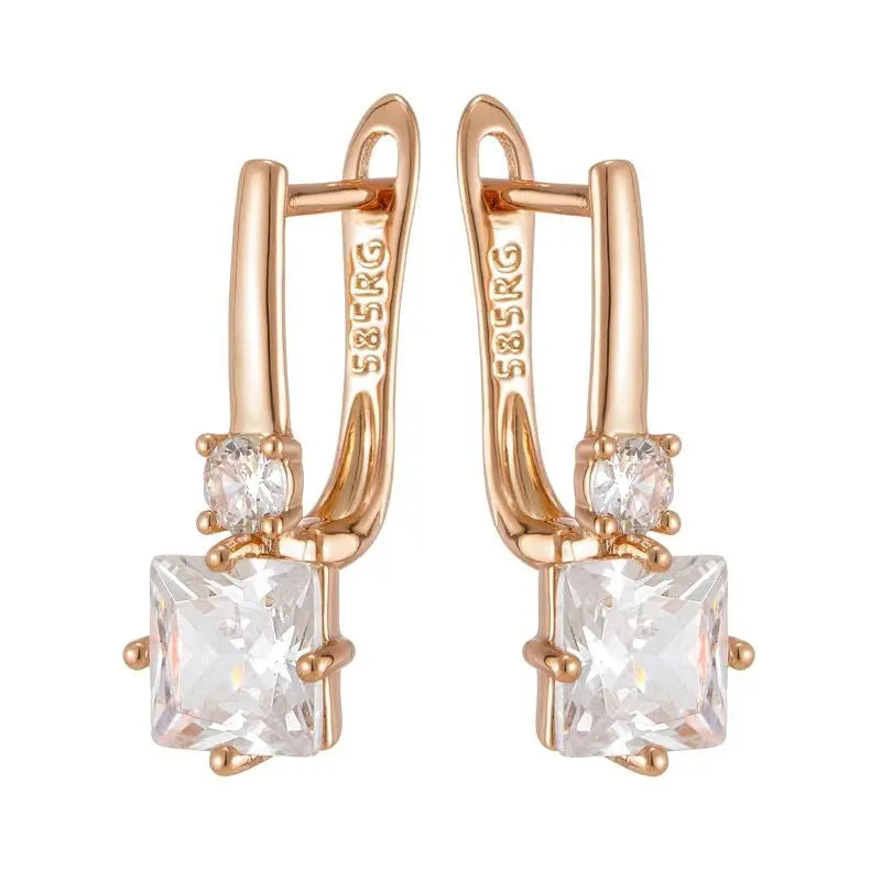Boucles d'oreilles Square Zircon Femmes Exquisite  Ear Clip Ring - BMYANY