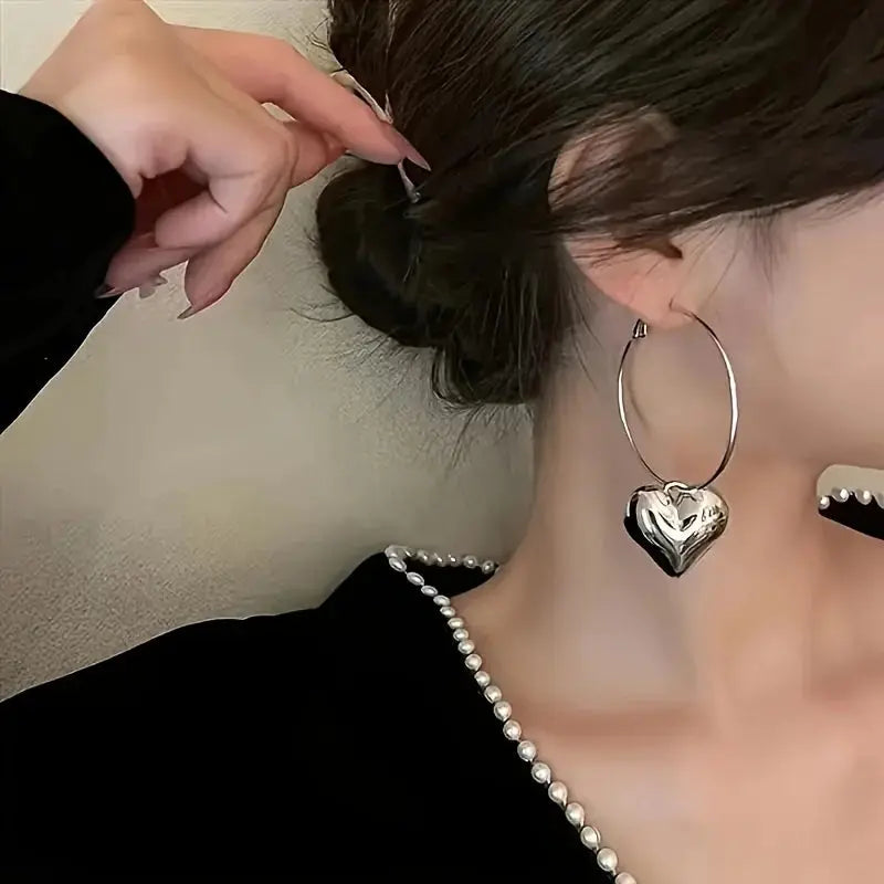 Boucles d'oreilles pendantes pendentif cœur, collection 2026 - BMYANY