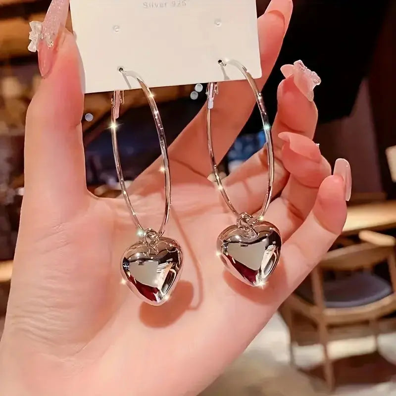 Boucles d'oreilles pendantes pendentif cœur, collection 2026 - BMYANY