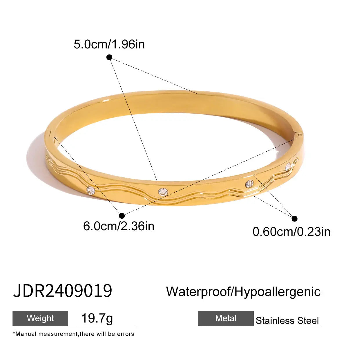 Bracelet Acier Inoxydable Zircon avec Fermoir Style Européen - BMYANY