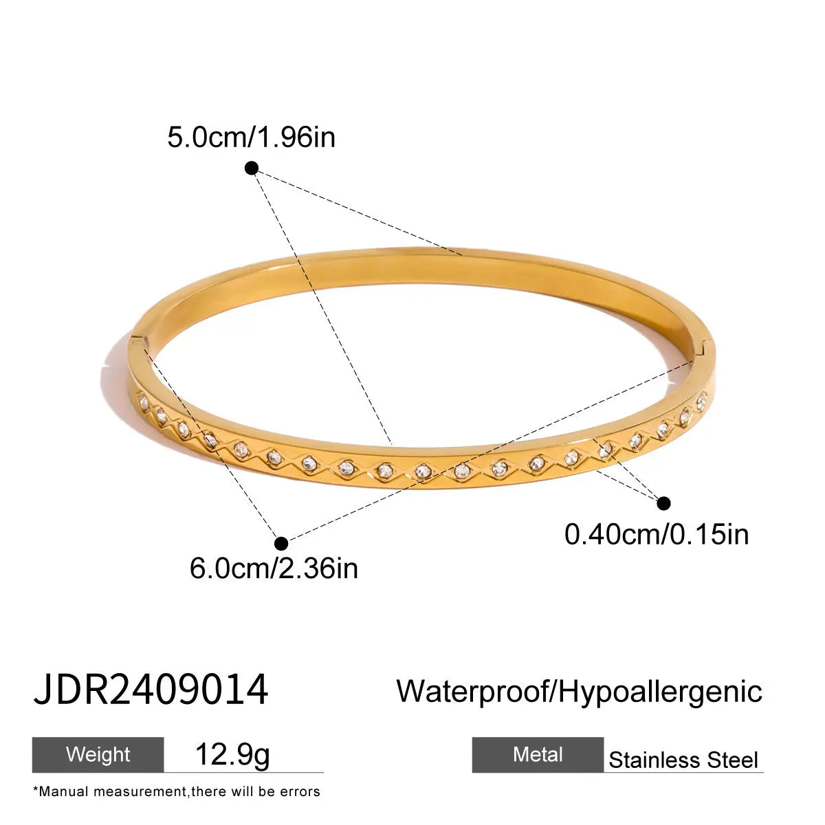 Bracelet Acier Inoxydable Zircon avec Fermoir Style Européen - BMYANY