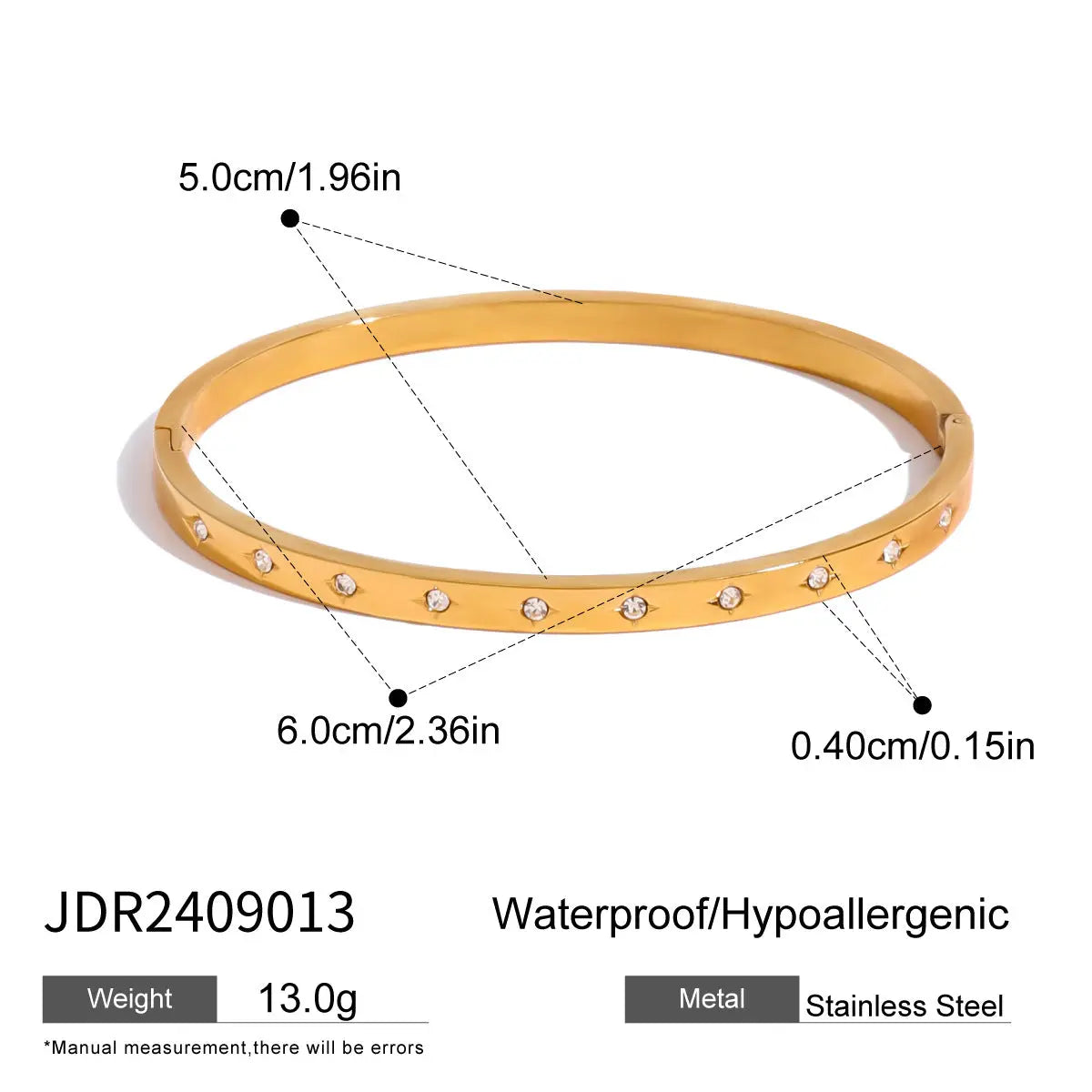 Bracelet Acier Inoxydable Zircon avec Fermoir Style Européen - BMYANY