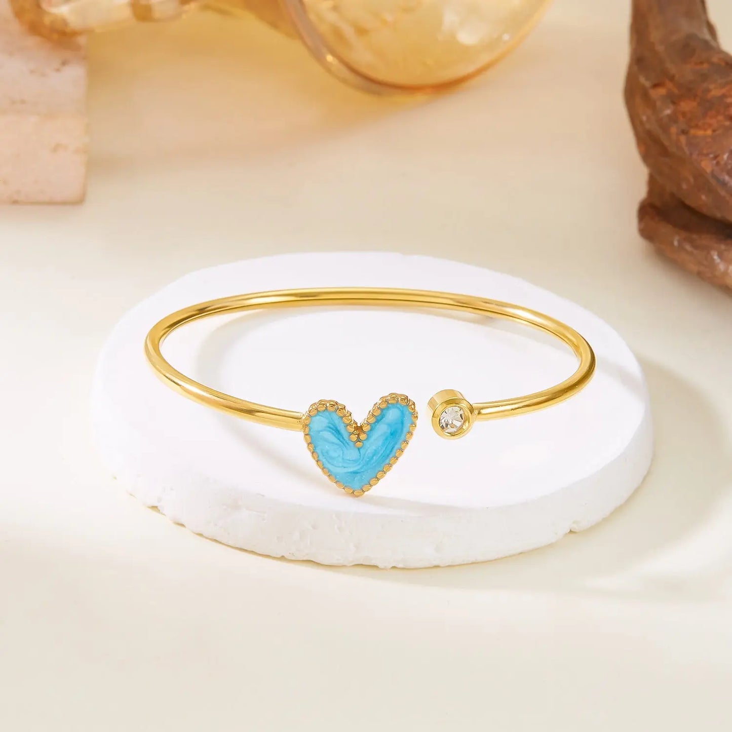 Bracelet Cœur Ajouré Émaillé avec Diamants Femme - BMYANY