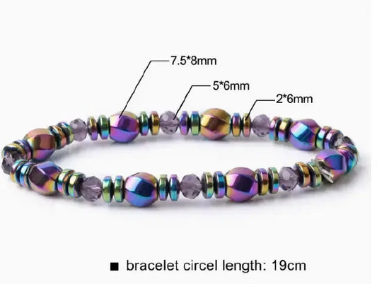 Bracelet Chaîne Pierres Colorées Tissé Main avec Fermoir Magnétique - BMYANY