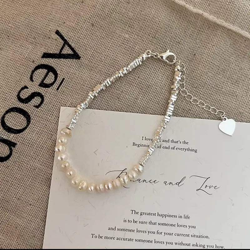 Bracelet Femme Argent avec Perles Tendance - BMYANY