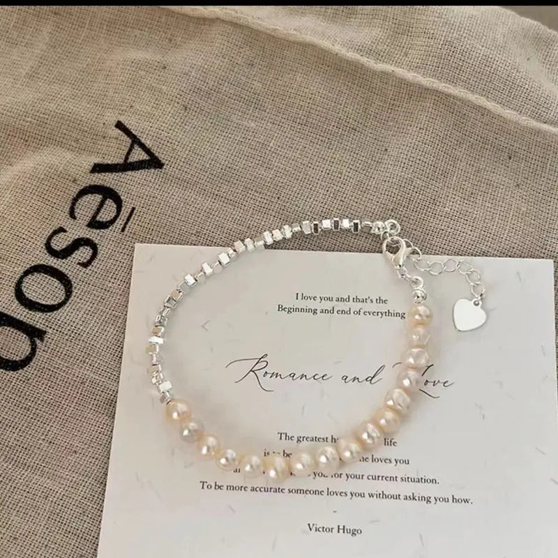 Bracelet Femme Argent avec Perles Tendance - BMYANY