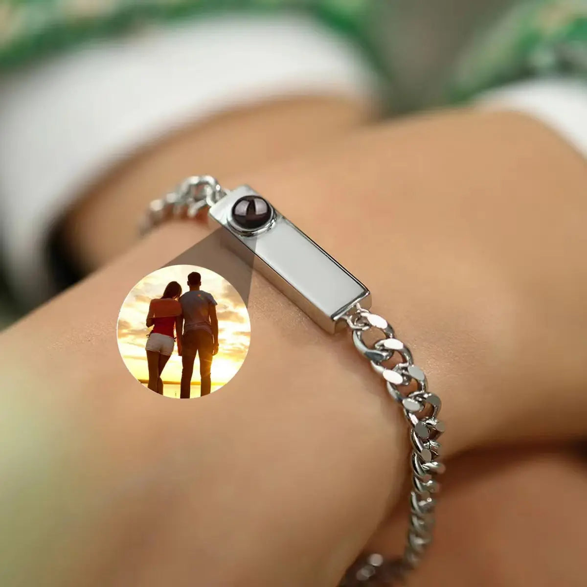 Bracelet Homme Couple Acier Titane Projection Photo Couleur - BMYANY