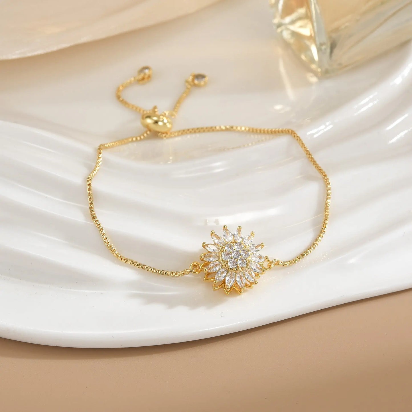 Bracelet Rotatif Floral Femme Plaqué Or - Cuivre Pur Design Élégant - BMYANY
