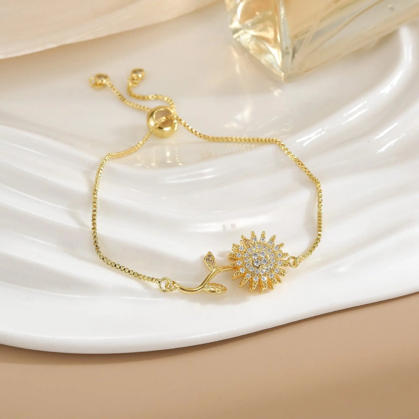 Bracelet Rotatif Floral Femme Plaqué Or - Cuivre Pur Design Élégant - BMYANY