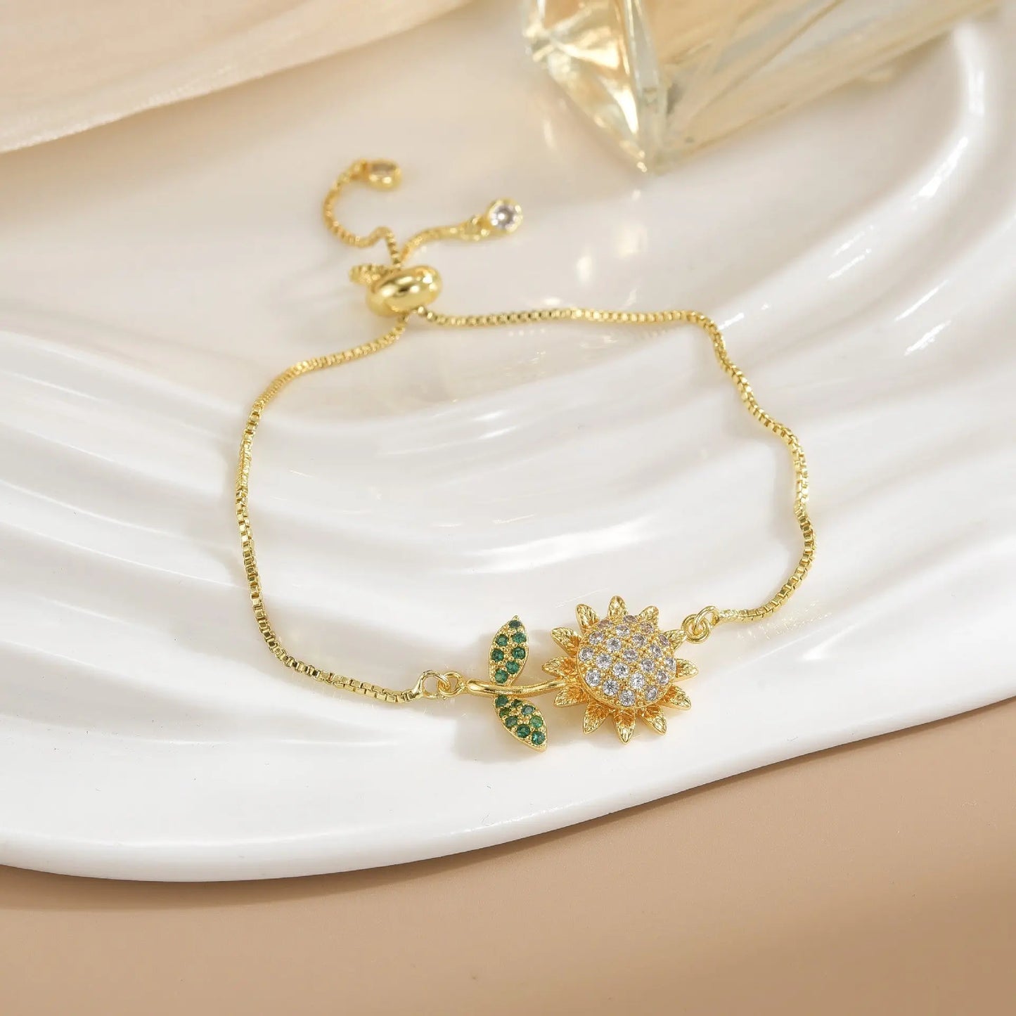 Bracelet Rotatif Floral Femme Plaqué Or - Cuivre Pur Design Élégant - BMYANY