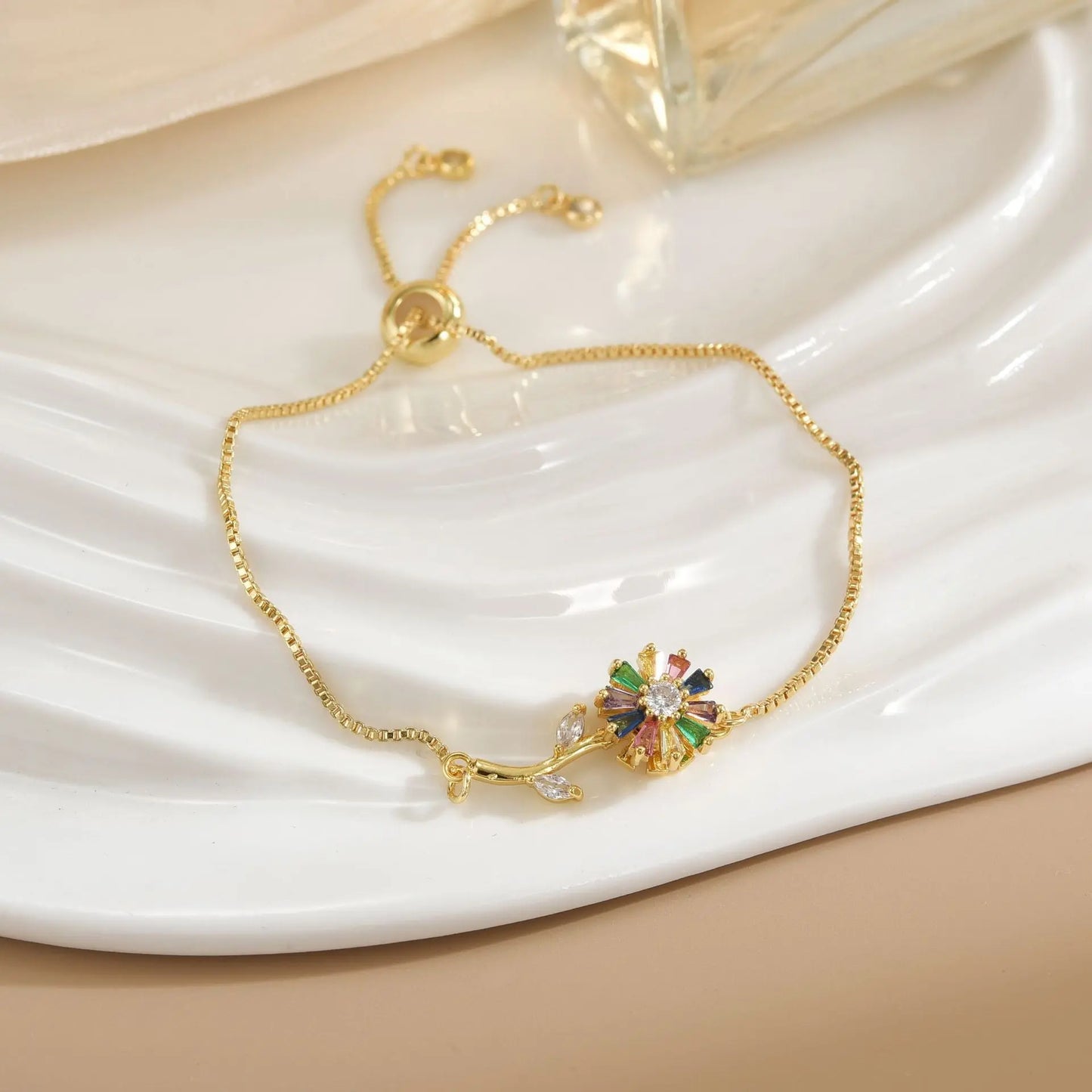 Bracelet Rotatif Floral Femme Plaqué Or - Cuivre Pur Design Élégant - BMYANY
